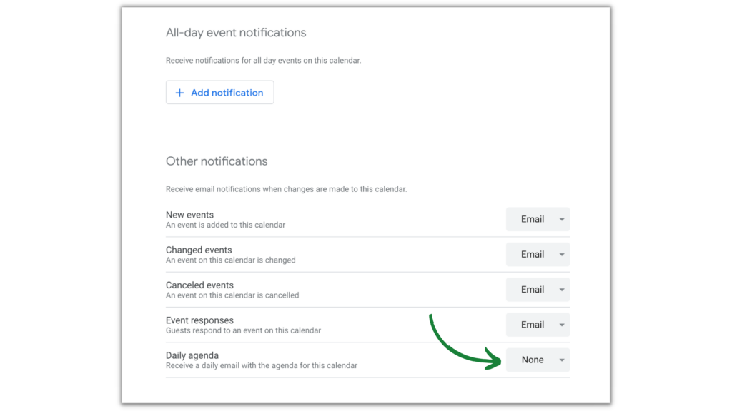 The demonstration of how Google Workspace Admin can send the daily agenda to Gmail from Google Calendar
