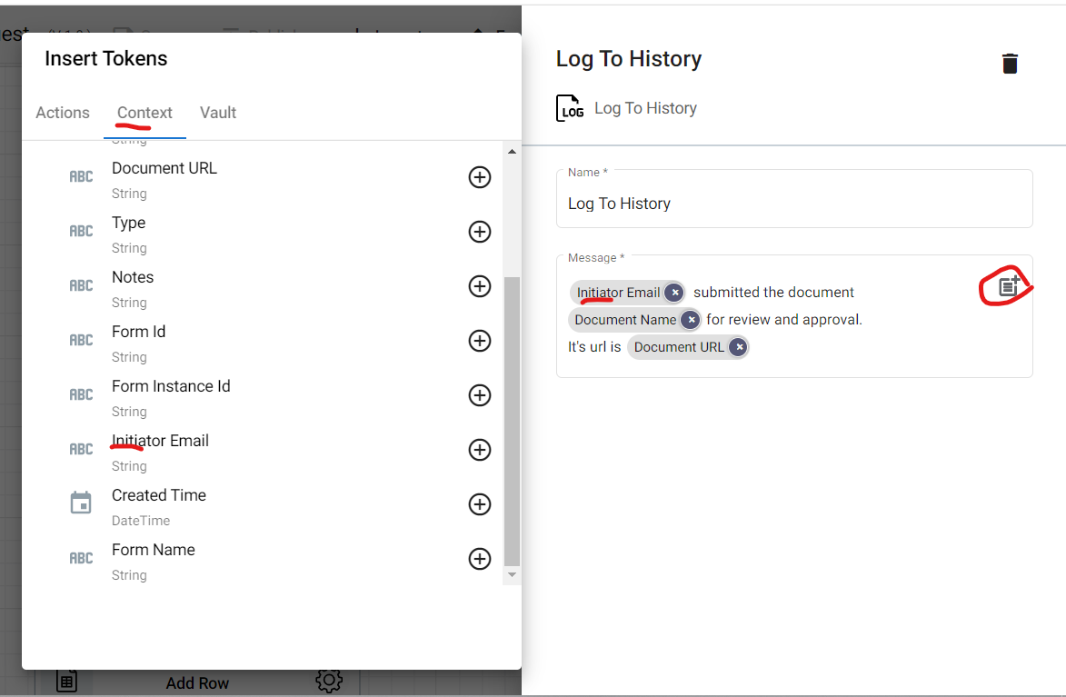 Configuring the Log To History of the Document Approval Workflow