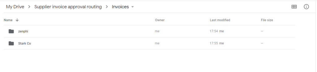 Creating a drive folder for each supplier.