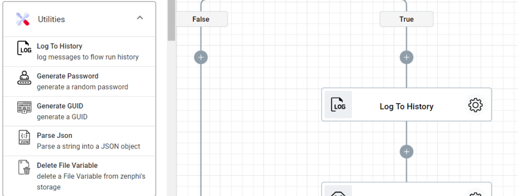 adding Log History to the flow in the True branch.