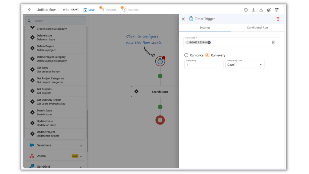 The screenshot of setting up the Jira automation trigger in zenphi.