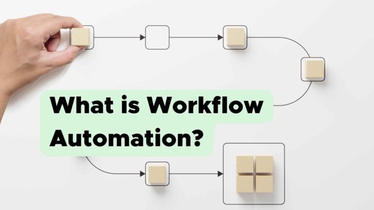 a hand building a workflow with blocks