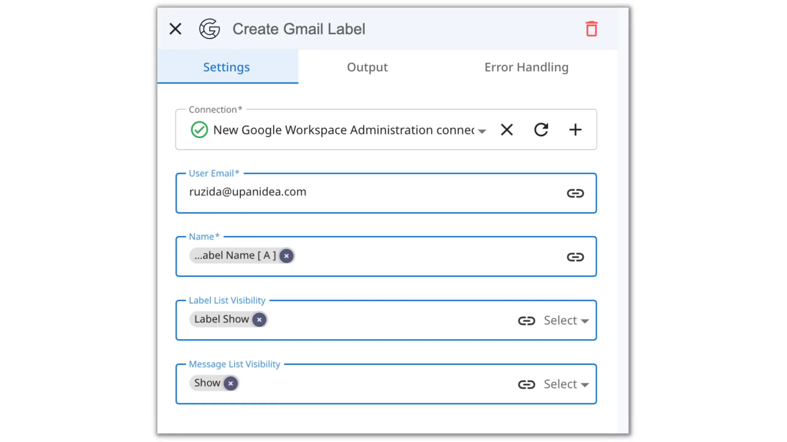 The example of gmail automation management for adding labels.