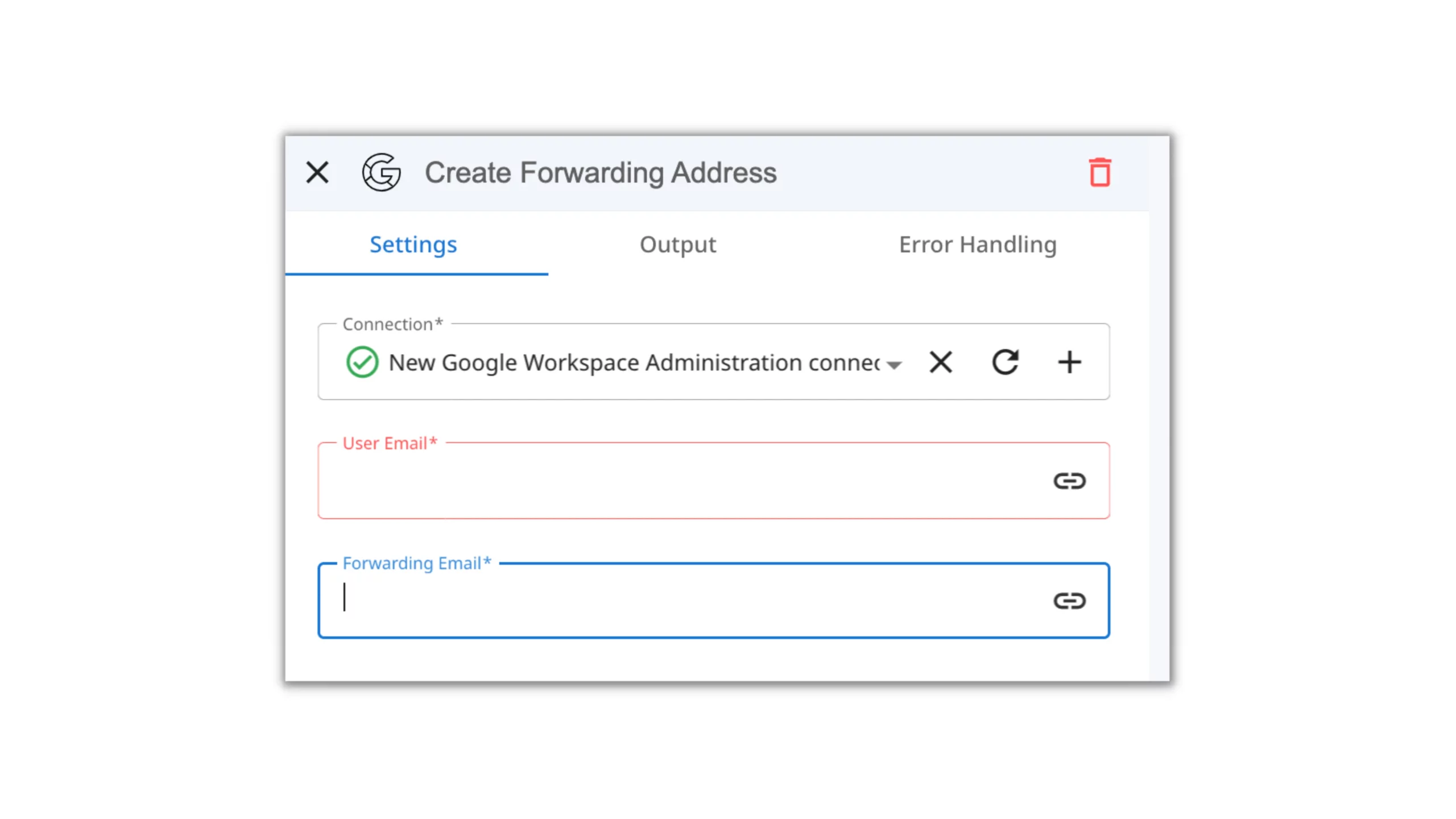 The example of gmail automation management for forwarding addresses.