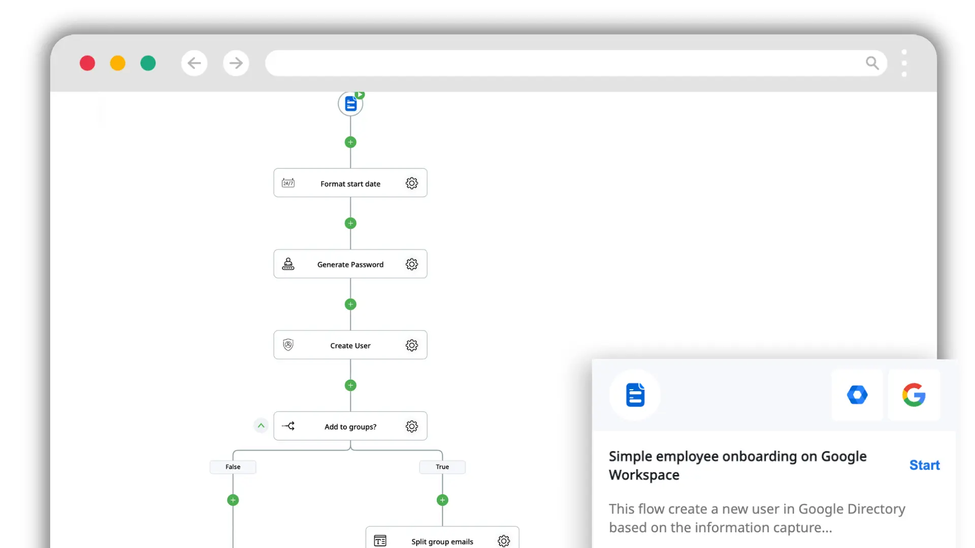 employee onboarding on Google workspace - ready to use template in Zenphi