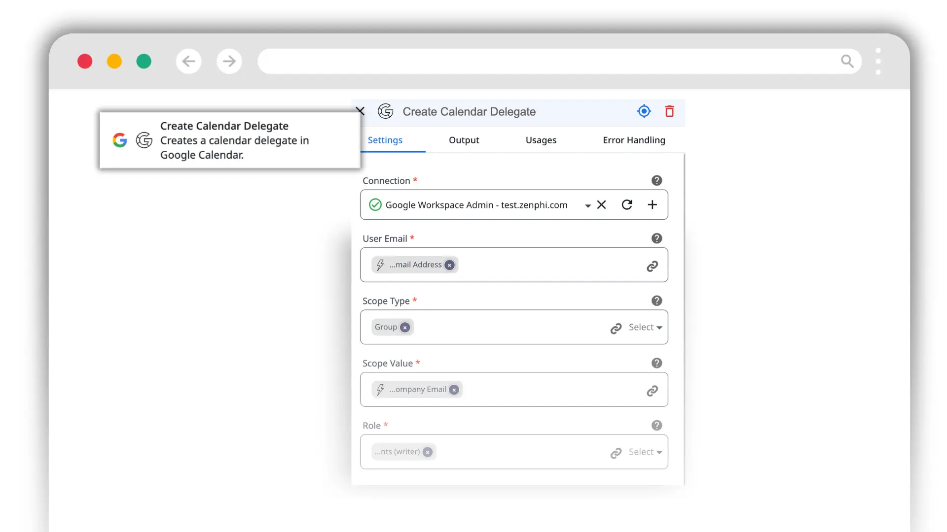 onboarding a user in google workspace —delegate Group calendars