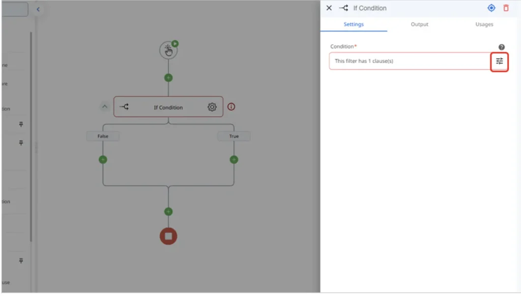 zenphi dashboard showing how to add if condition