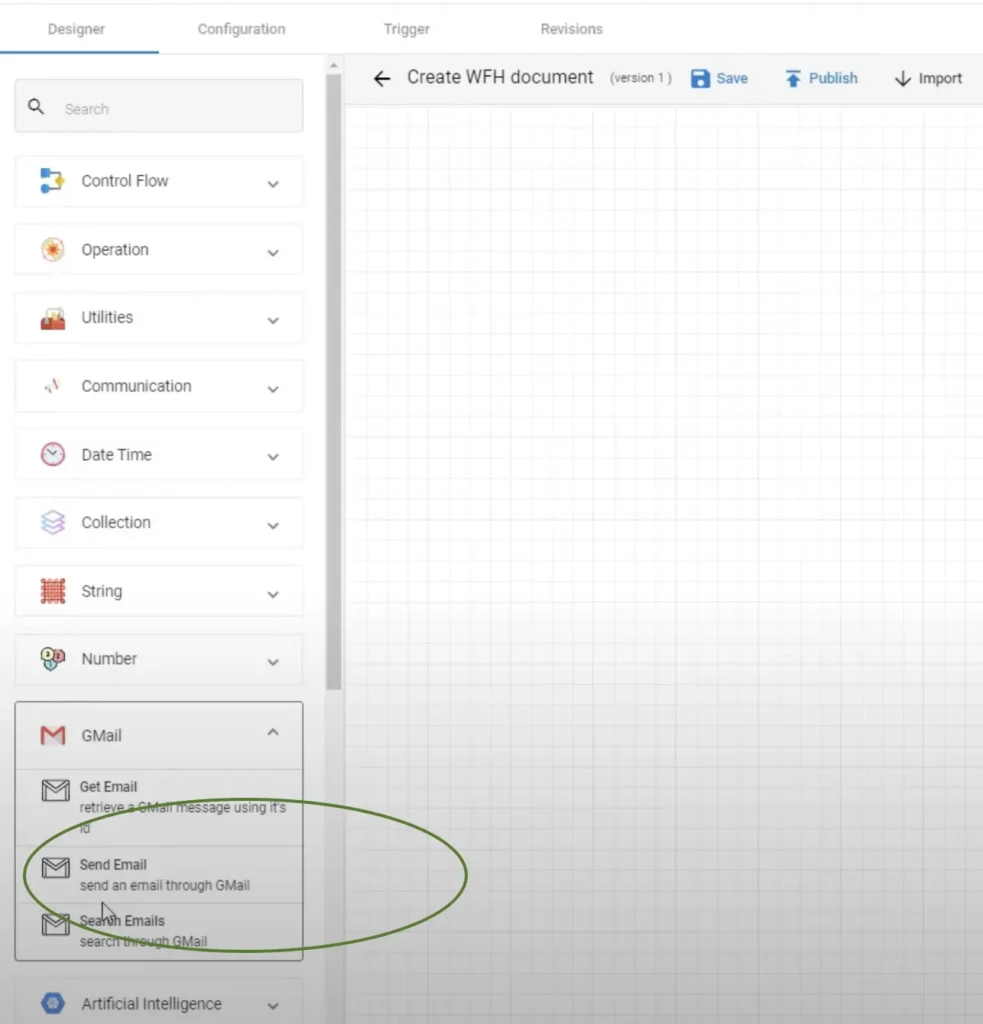zenphi dashboard send email action