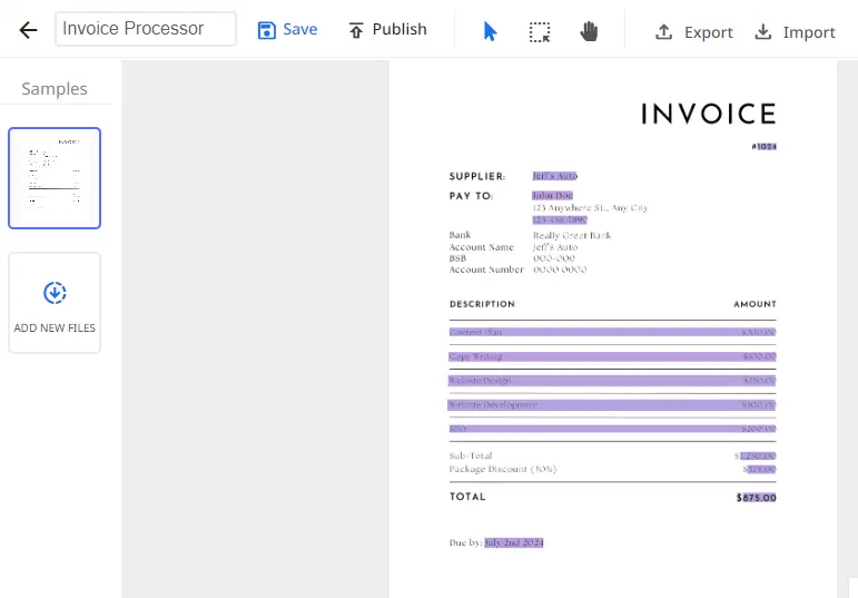 automate invoice and ap processing- invoice template