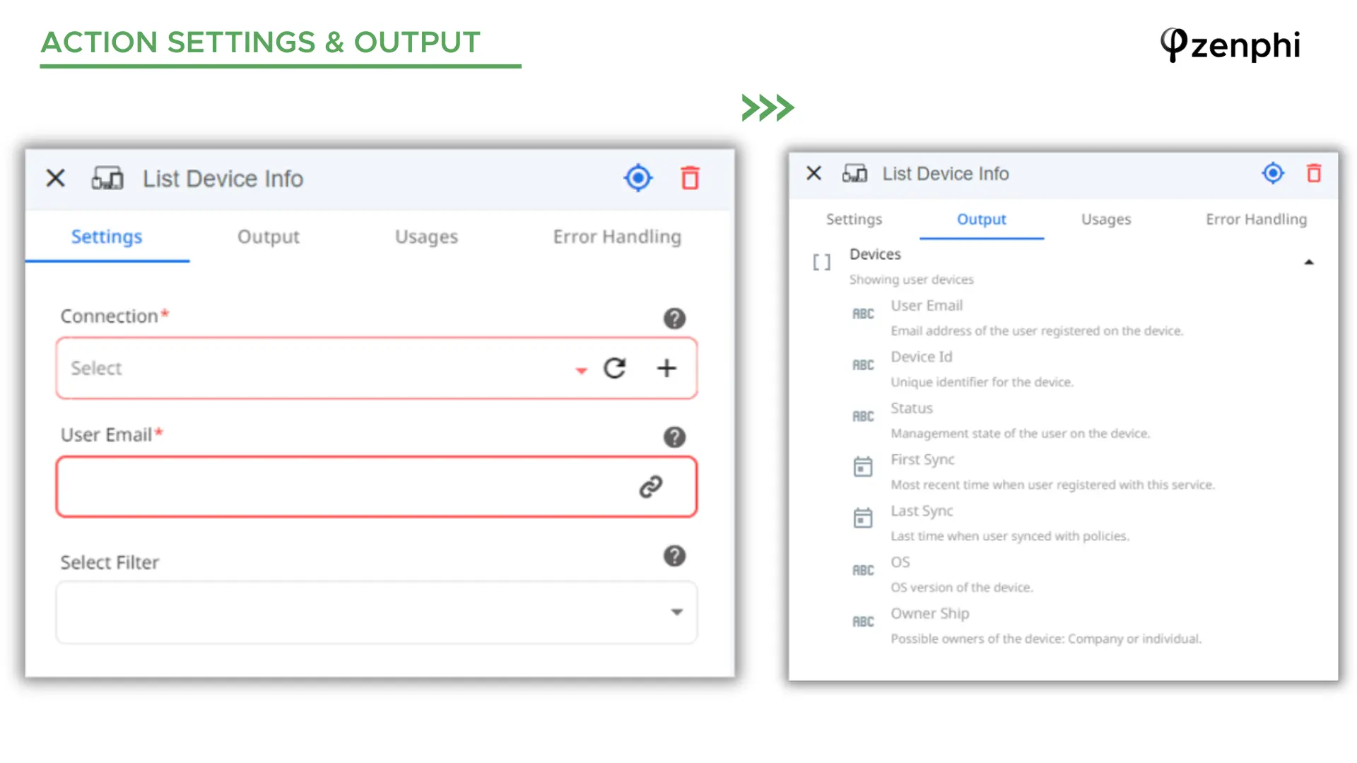 device management on google workspace list device info action