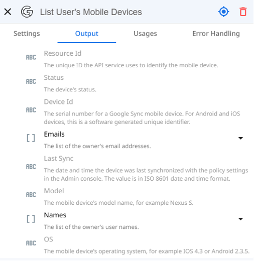 list user devices