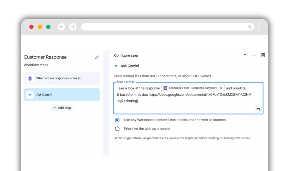 Google Workspace Studio flow example