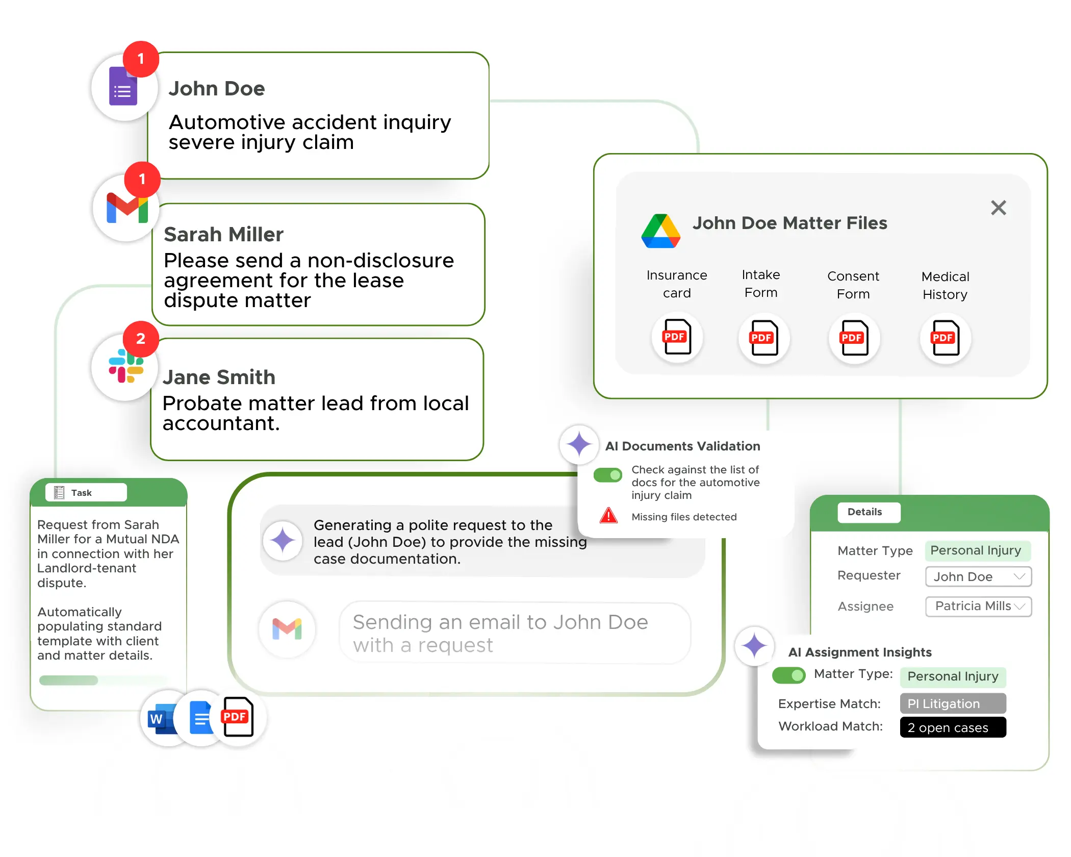 aw firm workflow tool - automatic document validation, contract management, intake automation, task assignment, document generation