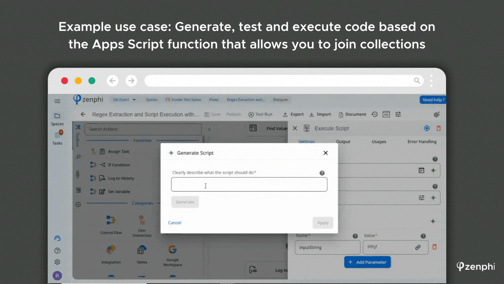 ZAIA generating valid Apps Script code for a function that joins collections