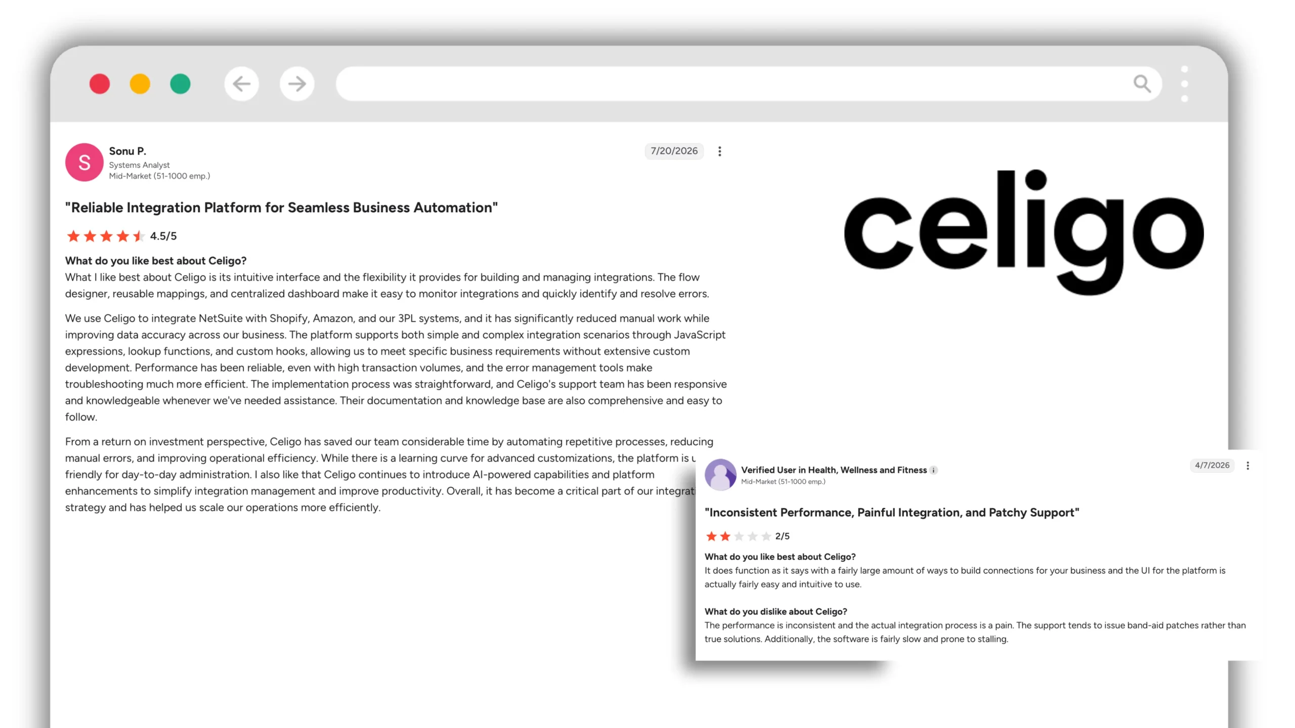 Celigo user reviews