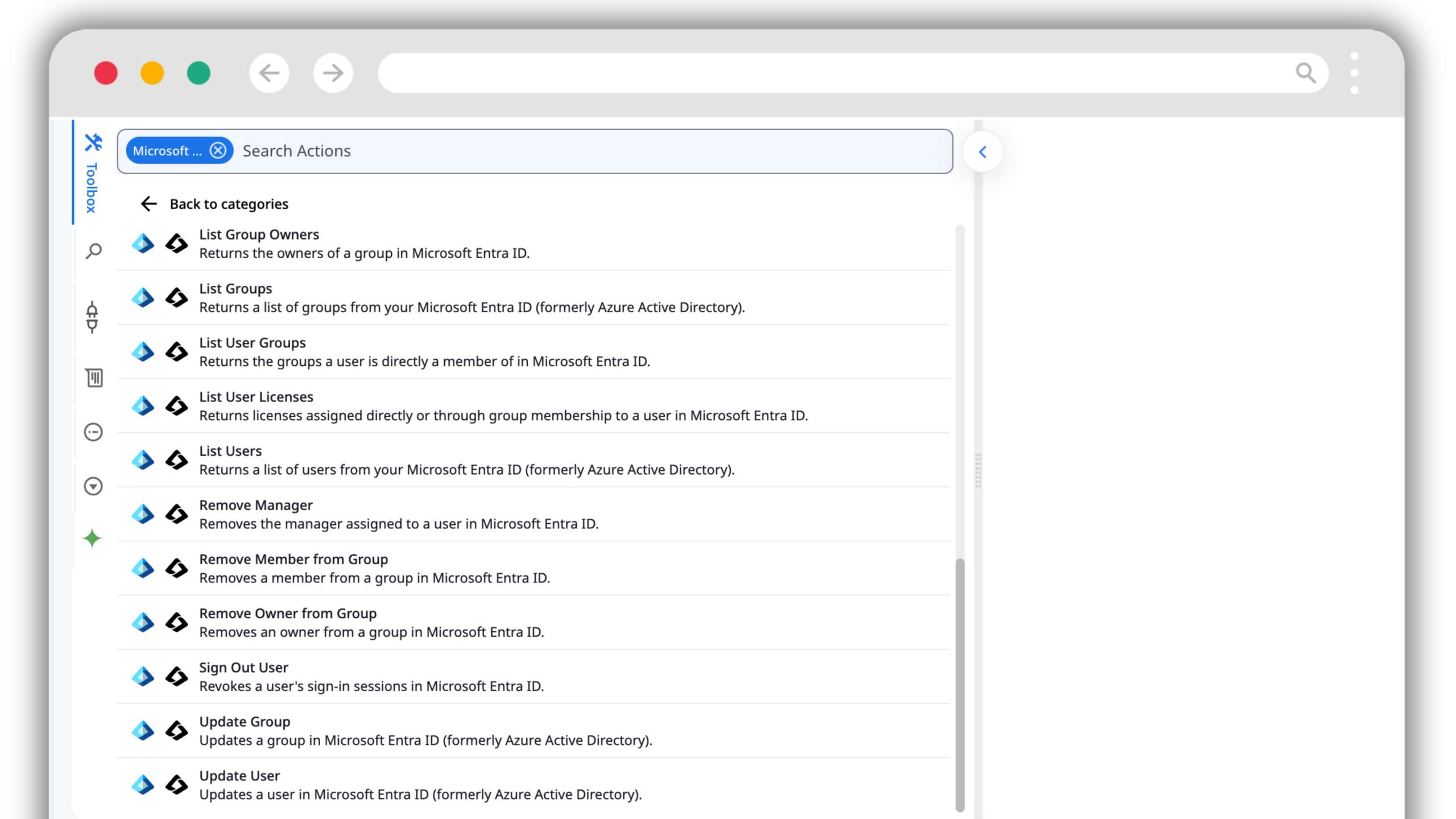 Zenphi Microsoft Entra ID actions in the flow builder